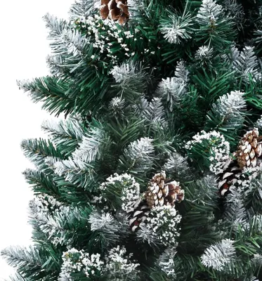 Image de vidaXL Arbre de Noël artificiel avec éclairage boules cônes 210 cm
