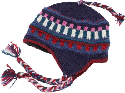 Produktbild von Wollmütze mit Ohrenklappen, Norwegermütze - Blau/rosa, Uni, Wolle, Hüte, Mützen