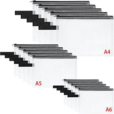 Obrázek produktu pro Vodotěsná taška na dokumenty formátu A4/A5/A6, 15 kapes na zip, plastová