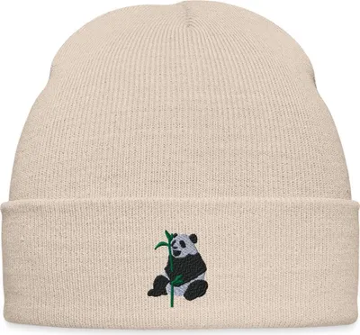 Produktbild von Spreadshirt Pandabär Mit Bambus Stickerei Bestickte Wintermütze, One size, Beige