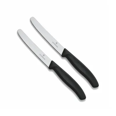 Produktbild von Victorinox | Tafelmesser Set | 2er Pack | Schwarz | Swiss Classic | Wellenschliff Klinge | ergonomischer Griff | zeitloses Design | makellose Schneidleistung