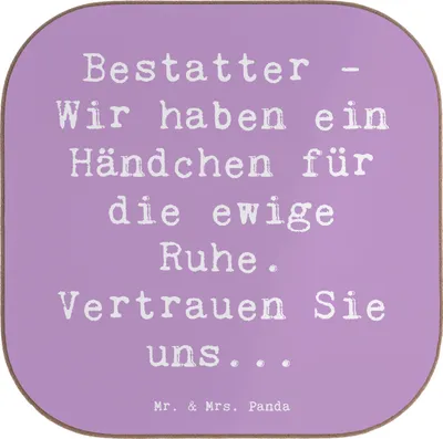 Produktbild von Mr. & Mrs. Panda Untersetzer für Gläser Spruch Bestatter Fürsorge - Lavendeltraum - Geschenk, Berufsprodukte, Tischuntersetzer, Beruf, Trauer, Geschenke Berufstätige