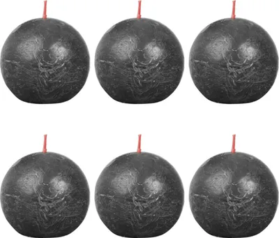 Image de Bolsius Bougies sphériques rustiques Shine 6 pcs. 76x71 mm gris tempête