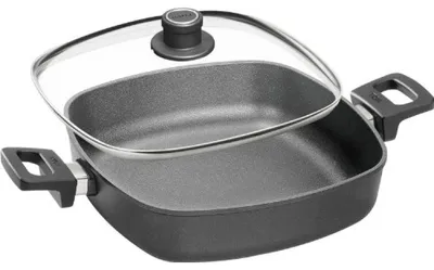 Produktbild von Woll, Guss-Bräter 28 cm mit Glasdeckel, viereckig Nowo Titanium, für Induktion