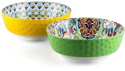 Image de Grand bol en porcelaine « Escargots » de style bohème, lot de 2