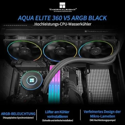 Zdjęcie produktu dla Chłodzenie cpu aio 360 mm argb czarne do AM4 AM5 lga intel