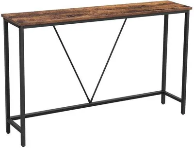 Produktbild von Unyqoos® Konsolentisch Industrial im Vintage‑Look, matt schwarzes Stahlgestell, Spanplatte E1, 120×23×74 cm – Konsole für Flur & Wohnzimmer, mit Umkippschutz