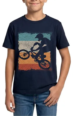 Produktbild von Spreadshirt BMX Sprung Vintage Teenager T-Shirt, 152/164 (12-14 Jahre), Navy