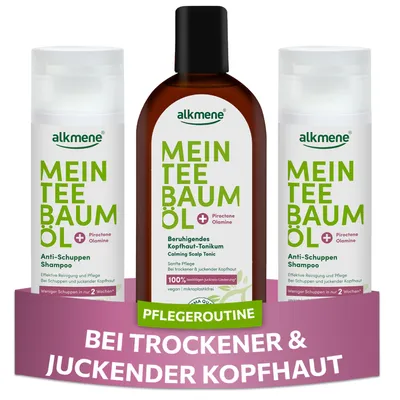 Produktbild von Alkmene Haarpflege Set (2x Anti Schuppen Shampoo, 1x Haarwasser)