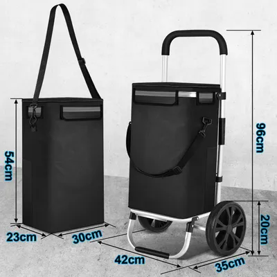 Zdjęcie produktu dla Wózek na zakupy 3 w 1 TolleTour, pojemność 40 l, nośność do 40 kg, składany, z wyjmowaną torbą, wózek ręczny, pomoc przy zakupach, wózek na kółkach, kolor czarny