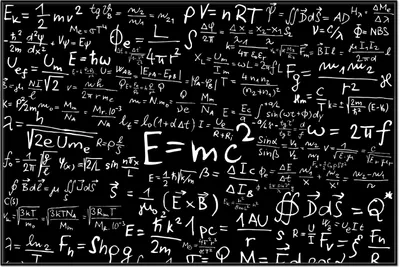 Produktbild von Wallario Wandbild Mathematische Formeln  Relativitätstheorie, Größe: 61 x 91,50 cm, Poster mit schwarzem Aluminiumrahmen