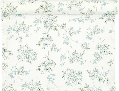 Produktbild von Greengate Tischläufer AUBREY Weiß mit Blumen Baumwolle 45x140 cm Tischdecke