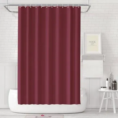 Obrázek produktu pro Plátěná záclona odolná proti plísním a voděodolná – 1 kus – tmavě červená – 180 x 180 cm
