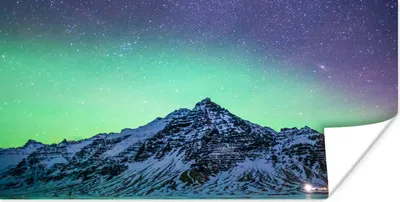 Produktbild von MuchoWow® Poster Berg - Nordlichter - Schweden - Schnee - Grün - Winter 40x20 cm - Poster für die Wand - Poster Schlafzimmer