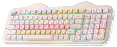 Obrázok produktu pre Mechanická klávesnica, béžová, 98 kláves, numerická klávesnica, výmena spínačov bez potreby pájacieho prístroja, RGB podsvietenie