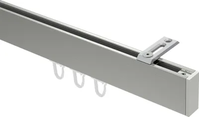 Produktbild von Interdeco Innenlaufstange / Gardinenstange mit Innenlauf Edelstahl-Optik / Weiß, Typ Smartline Paxo (Kappe) Deckenmontage, 14x35 mm 1-läufig, 140 cm