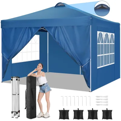 Produktbild von Składany pawilon 3x3m Pop Up Składany pawilon z 4 ścianami bocznymi, wodoodporny, ochrona UV 50+ namiot ogrodowy, namiot imprezowy, pawilon ogrodowy, z torbą, biały