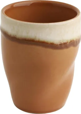 Produktbild von Kaffeebecher - 300 ml - Karamell - Steinzeug - mit beigem Rand - glasiert