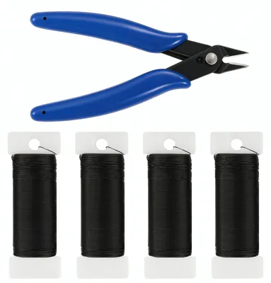 Basteldraht 0,65 mm, 4 Rollen à 35 m, schwarz, mit Schere