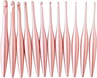 Productafbeelding van Haaknaald Ergonomisch - Haakpen Haakgerei - Haken Breien - Gestroomlijnd Ontwerp - 5.00 mm - Blush Mat
