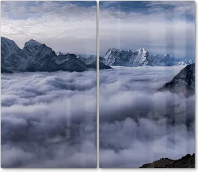 Produktbild von DEQORI Herdabdeckplatte Glas 2-tlg 'Wolkenberührung' Abdeckplatte Küche Glaskeramikkochfeld Herd