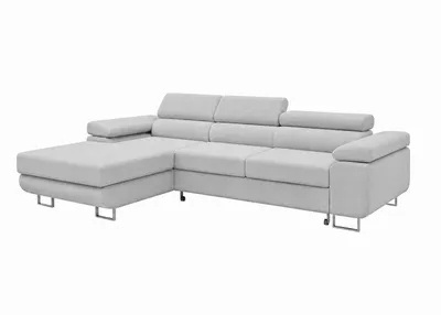 Productafbeelding van Eckbank PASSANO in lichtgrijs, afmetingen 275 x 90 x 202 cm, links, met slaapfunctie en opbergruimte, AI-gegenereerde afbeelding