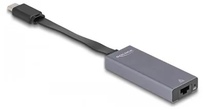 Produktbild von DeLOCK USB Type-C Adapter zu 2,5 Gigabit LAN slim, RJ-45, USB C, 0,09 m, Grau