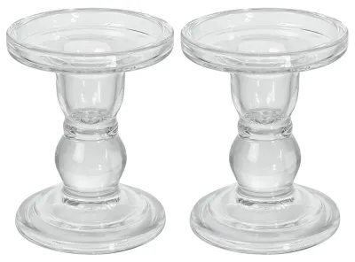 Glaskerzenhalter 2er-Set, für Ø 2,5–7,4 cm, klar