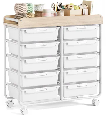 Image de Meuble de rangement sur roulettes avec 10 tiroirs pour le stockage et l'organisation