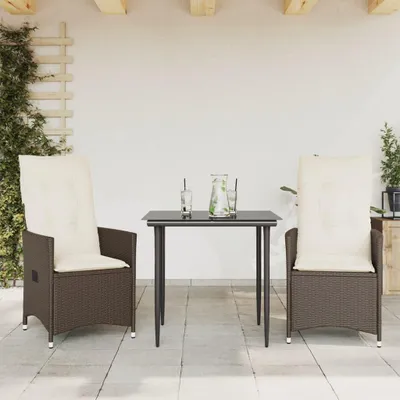 Produktbild von vidaXL Gartensessel mit Kissen 2 Stk. Verstellbar Braun Poly Rattan