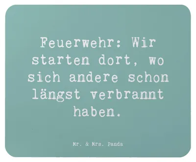 Produktbild von Mr. & Mrs. Panda Mousepad Spruch Feuerwehrmann Helden - Meeresbrise - Geschenk, Mouse Pad, Geschenke mit Herz, Beruf, Berufsleben, computer, Mauspad, für Berufstätige, pc