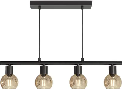 Produktbild von hoftronic LED-Hängelampe 4-flammig E14 Bernsteinglas Schwarz IP20