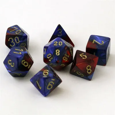 Image de Chessex - Gemini - Jeu de 7 dés - Bleu-Rouge/Or