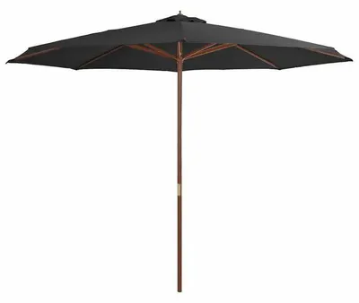 Produktbild von Outdoor Sonnenschirm - Gartenschirm - 350 x 240 cm - Rechteckig - Holzmast - Polyesterbespannung - Schwarz