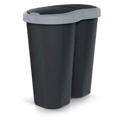 Image de Corbeille à déchets Compacta R Duo gris/noir capacité 40L un compartiment deux couvercles NDRF40-429U_S411