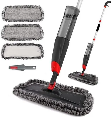 Productafbeelding van ApexArte® Dweil Mop met Sproeifunctie - Zwart en Rood