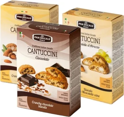 Produktbild von Pan Ducale - Cantuccini mit Mandeln, Schokolade und Moscatello - Traditionelle italienische Knusperkekse - 3 x 200 g