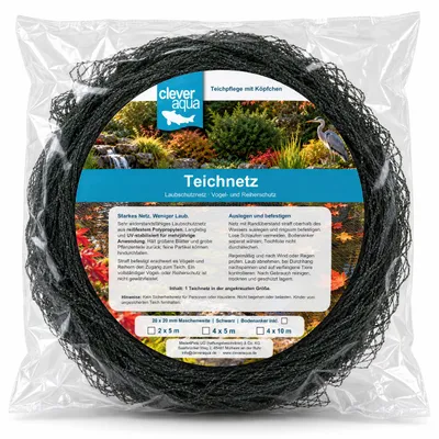 Produktbild von Clever Aqua Teichnetz 4 x 5 m schwarz, 20 x 20 mm Maschenweite