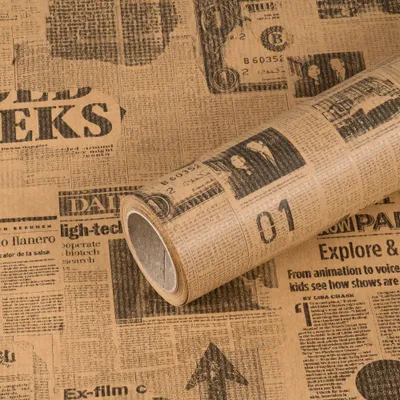 Produktbild von Geschenkpapier Alte Zeitung Vintage, Braun, 0,70 x 10 m- Geburtstag & Weihnachten