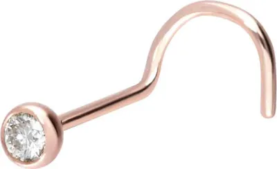 Produktbild von Nasenpiercing, Nasenstecker 14/18 Karat Gold Nasenstecker Spirale MOISSANIT 14 Karat | RoséGold Kristallgröße: 2,4mm