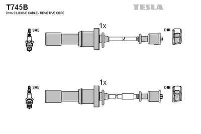 Image de Kit de câbles d'allumage TESLA T745B, compatible avec KIA SORENTO I (JC) et HYUNDAI TUCSON (JM)