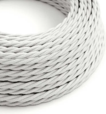 Immagine prodotto di Creative-Cables Cavo elettrico rivestito in tessuto, 2x0,75 mm², Bianco Ottico TC01, 1 m, Trecciato, Cotone.