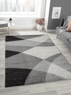 Obrázek produktu pro Moderní koberec s krátkým vlasem, vhodný do obývacího pokoje a ložnice, geometrický vzor, rozměry 140 x 200 cm