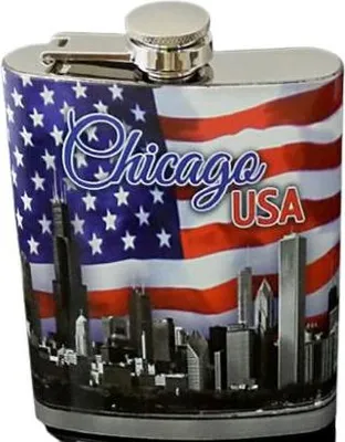 Image de Flasque exclusive Gentelo en acier, 210 ml - Chicago, USA