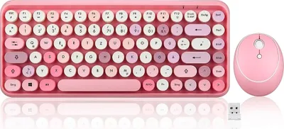 Image de Perixx PERIDUO-713 Pink DE Funk Tastatur, Maus-Set Deutsch, QWERTZ Pink, Rosa (11713)