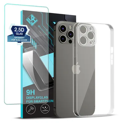 Produktbild von Handyhülle für Apple iPhone 12 Pro mit 9H Displayglas Displayschutz Hülle Transparent Flexibel Elastisch Case Cover Backcover Schutzhülle