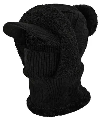 Immagine prodotto di Berretto termico invernale da donna, berretto caldo con visiera e scaldacollo, foderato in pile, colore nero