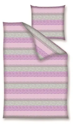 Produktbild von Traumschloss Renforcé Bettwäsche - Streifen pink grau 135 x 200 cm Streifen pink grau