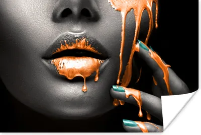 Produktbild von MuchoWow® Poster Lippen - Orange - Schwarz 30x20 cm - Plakate - Print