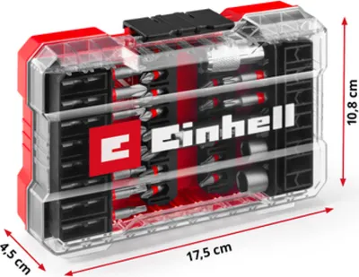 Zdjęcie produktu dla Oryginalny 42-częściowy zestaw bitów Einhell M-CASE (bity 25 mm, bity 50 mm, uchwyt magnetyczny, klucz nasadowy, uchwyt do szybkiej wymiany bitów wraz z pudełkiem do przechowywania)